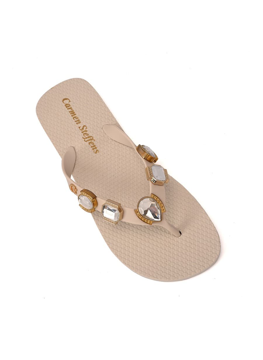 Off-White Flip-Flop with Rhinestones